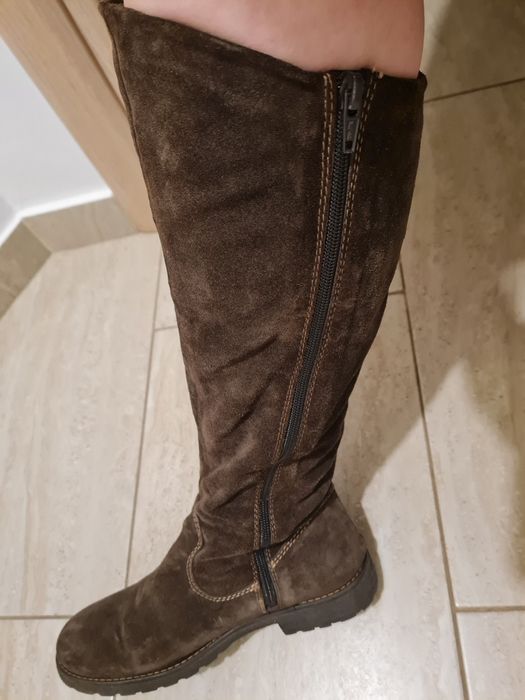 Cizme piele întoarsă maro