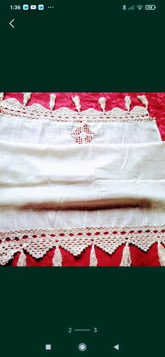 PROSOP/STERGAR țesut manual din  in,și croșetat manual