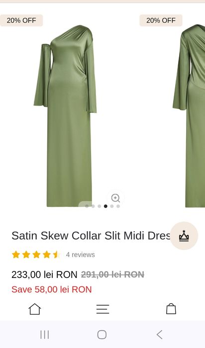 Rochie dama eleganta satin verde L