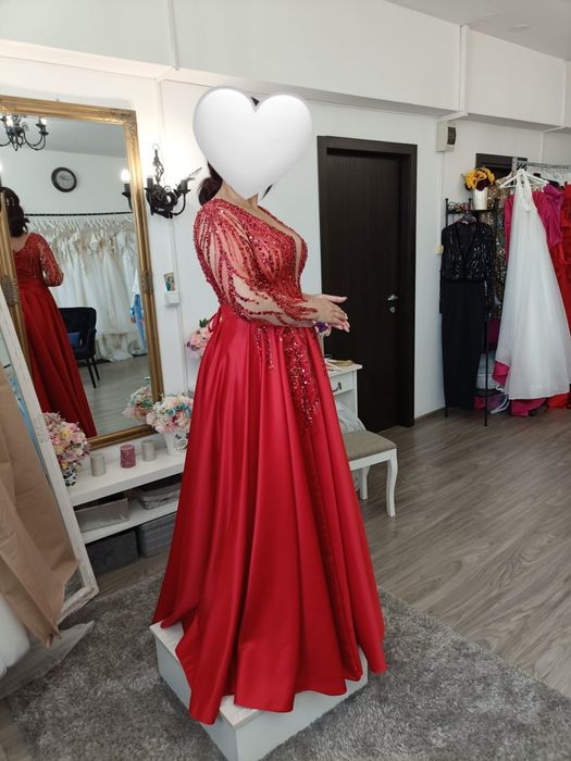 Rochie rosie nunta Brillante, rochie de nasa