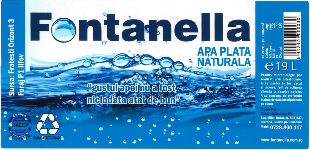 Livrare gratuita apa plata imbuteliata "fontanella" 19 litri.