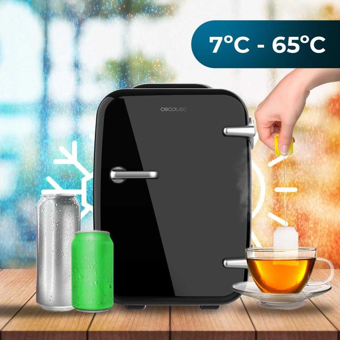 Мини хладилник Cecotec Bolero MiniCooling 4L, цвят Havana Black, работа с 12V-220V, съвместим с кола и каравана, функция за охлаждане и отопление