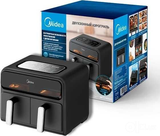 Двухзонный аэрогриль Midea MF-CY80SA2. Бесплатная доставка*