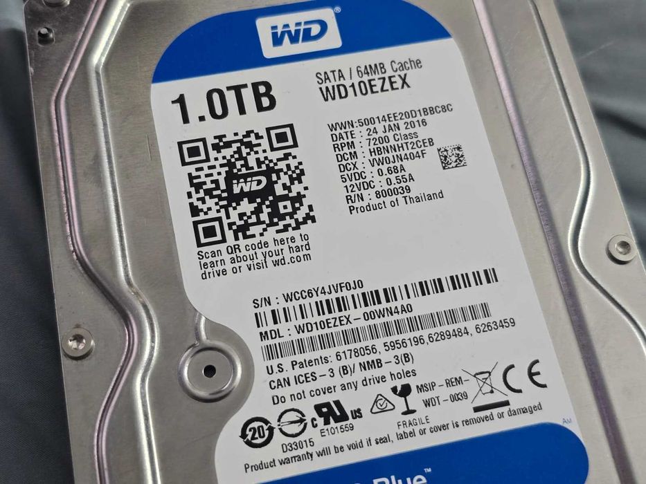 Hard Disk Western Digital Blue 1.0TB, 3.5", SATA III, 64MB Cache, 7200 RPM, WD10EZEX