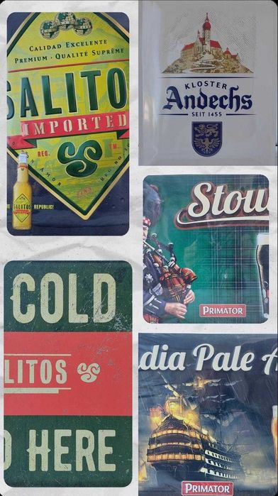 Set de 5 tablouri metalice retro - ideal pentru bar/restaurant