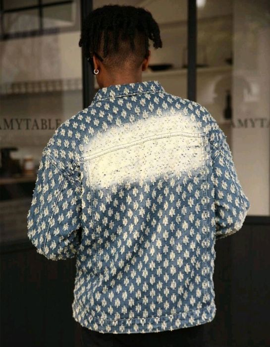 Ново мъжко карго дънково яке риза Street Style изтъркано  деним памук