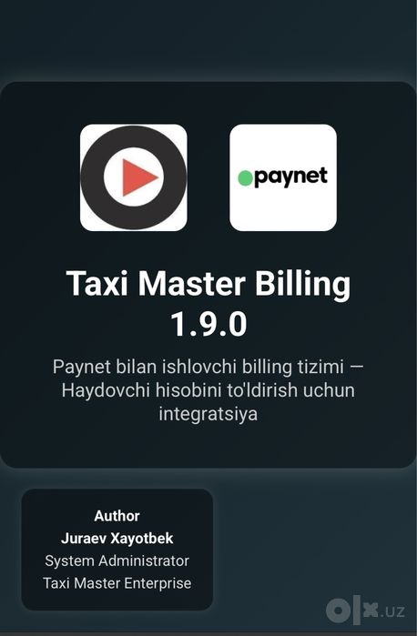 Paynet, Payme, Click — Taksi tizimingizga ulaymiz! Taxi master