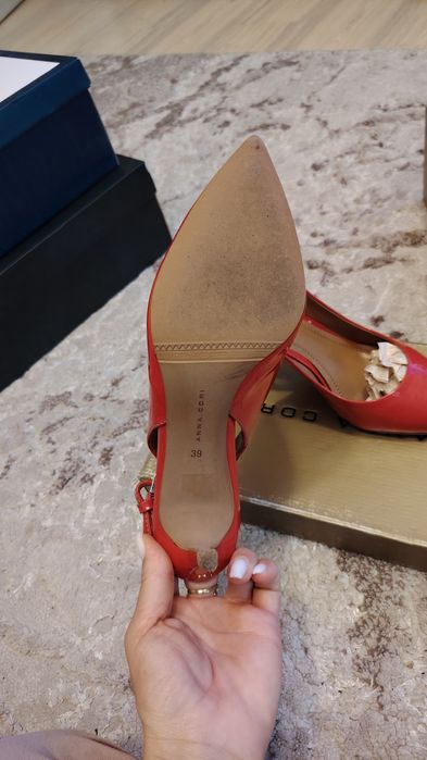 Pantofi Ana Cori, stiletto, corai, piele naturala, nr 39.ca noi!