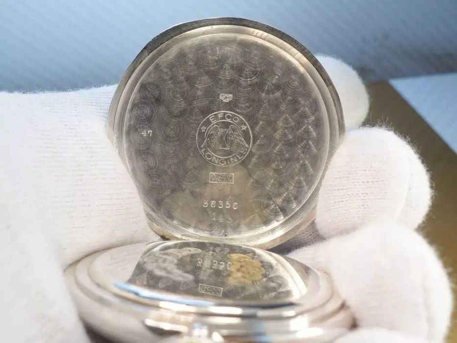 Longines ceas de buzunar c.1939, argint 0.800, cutie de epocă
