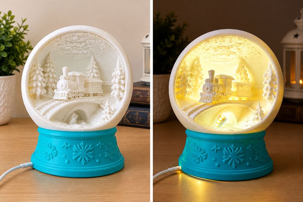 Glob de Crăciun cu trenuleț – lampă decorativă LED