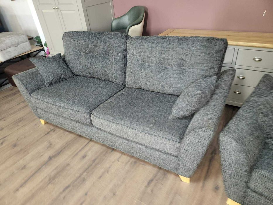 Сив комплект дивани от плат тройка и двойка