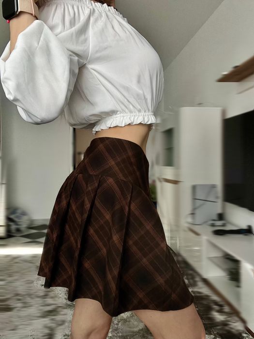 Fustă maro în carouri H&M