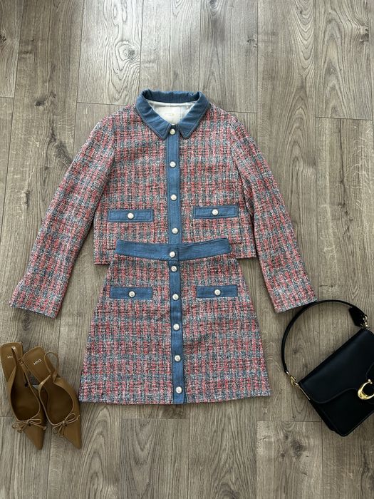 Maje costum tweed fusta si sacou