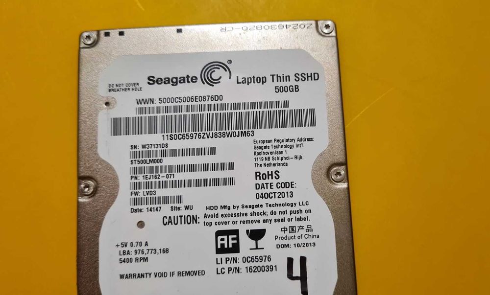 4.HDD Laptop Seagate THIN SSHD, 500GB, 5400rpm, 64MB, SATA 3