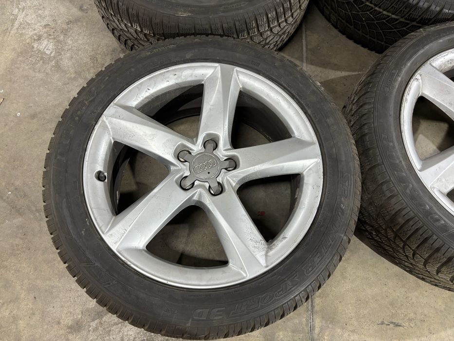4бр оригинални 19ки Ауди А8 5х112 7,5 ж ет29 с зимни Dunlop 235/50