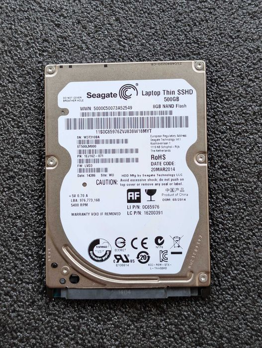 Hard Disk Laptop Seagate THIN SSHD ST500LM000, 500GB, 5400rpm, 64MB, SATA 3