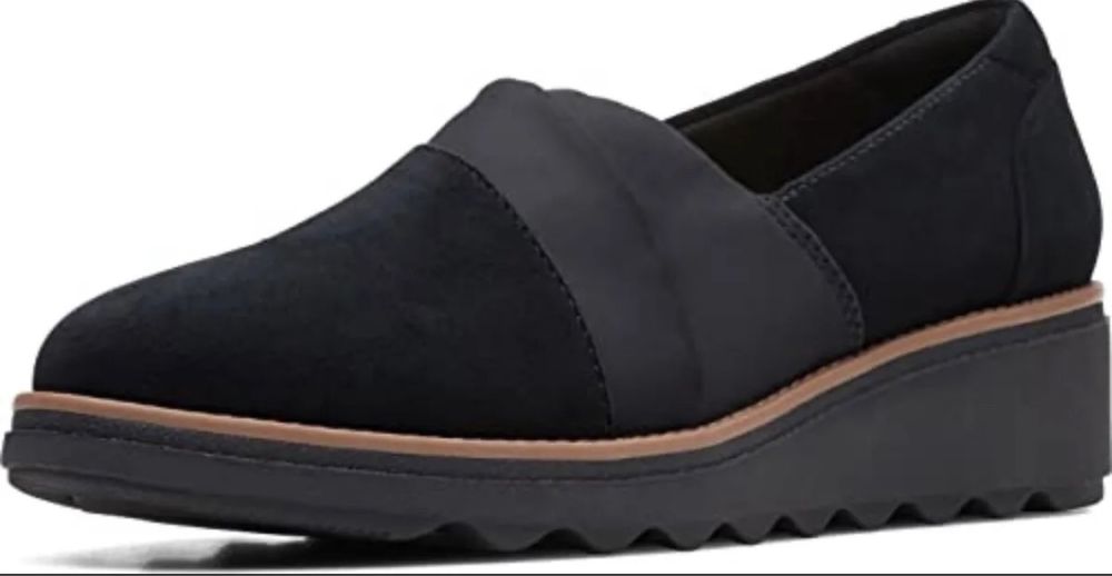 Clarks, Sharon Pump. Кожаные/ замшевые слипоны из США. 37.5 узкий