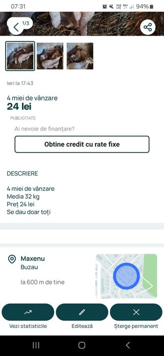 Mieii de vânzare la prețul de 24 lei kg