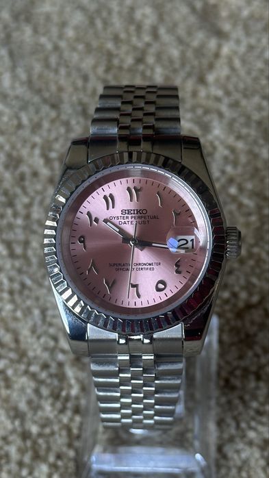 Ceas Seiko Datejust Arabic Albastru si Roz