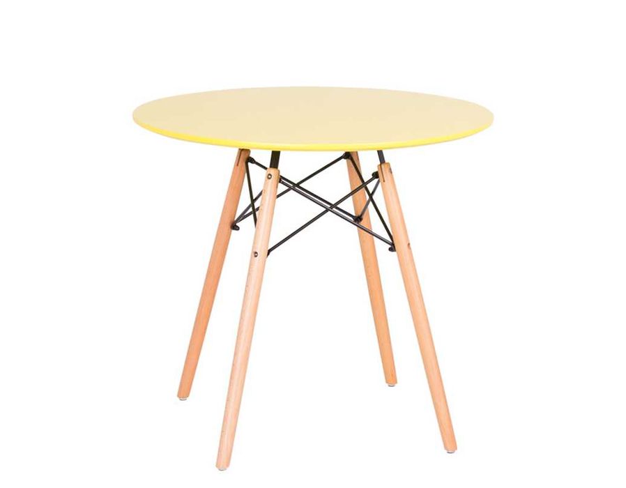 Трапезна маса Мишел жълт цвят ф80см