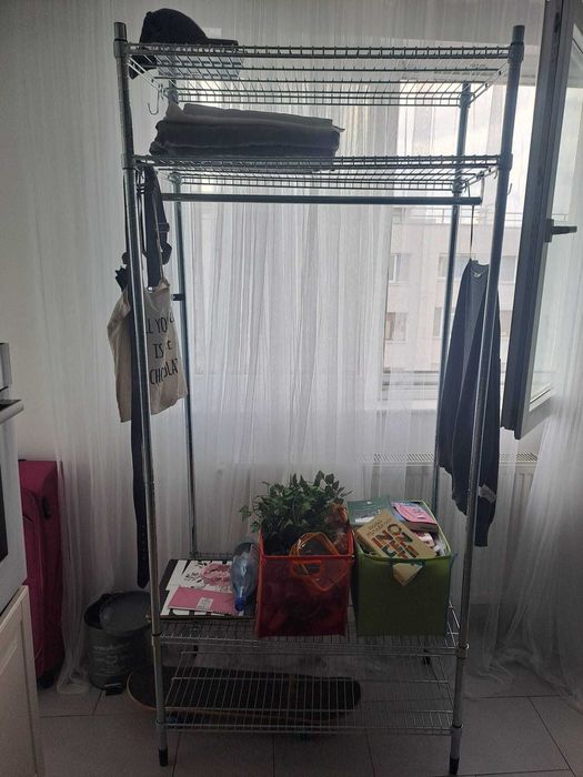 Etajeră cu bară umeraşe, cu 1 poliţă/galvanizat, 186x50x201 cm Ikea