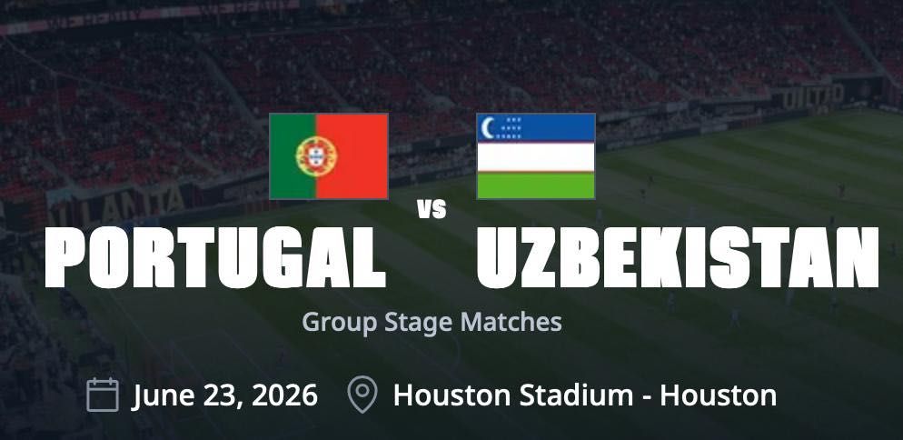FIFA Jahon Chempionati 2026 Bilet O'zbekiston barcha 3 ta  o'yiniga