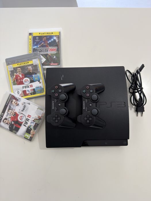 Sony PlayStation 3 PS3 Slim Modat HEN + 2 Controllere + Jocuri + 10 Jocuri Instalate