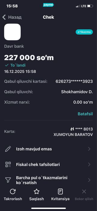 tayyor biznes sotiladi