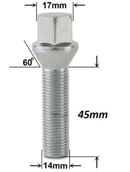 Болт за джанти тип конус 14мм x 1.50мм