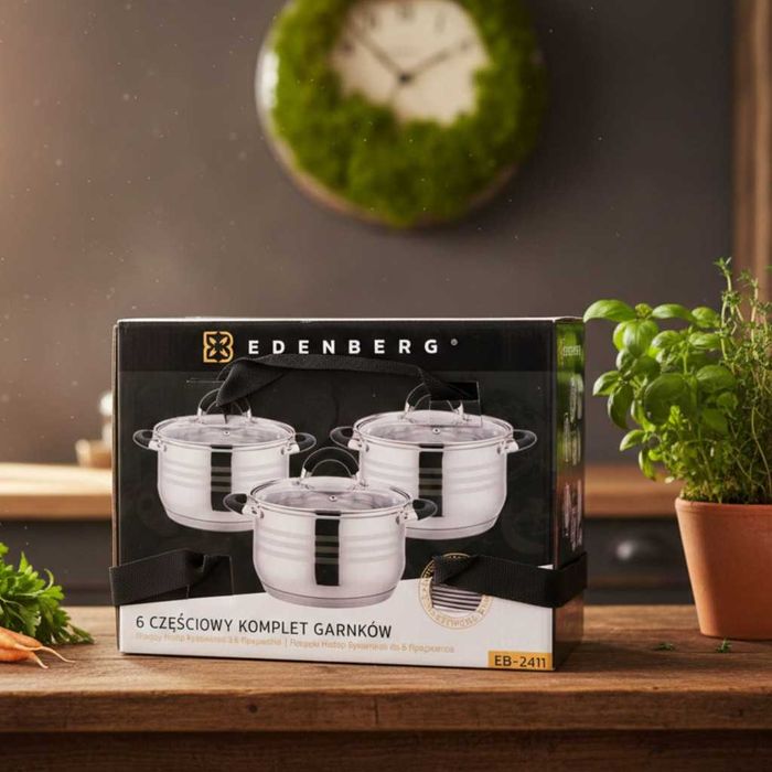 Премиум Комплект 3 Тенджери от неръждаема стомана с капаци, 2.1L/3L/4L