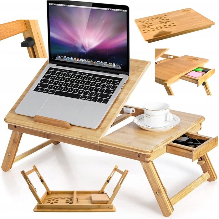 Masuta pentru laptop Reglabila si Pliabila din Bambus