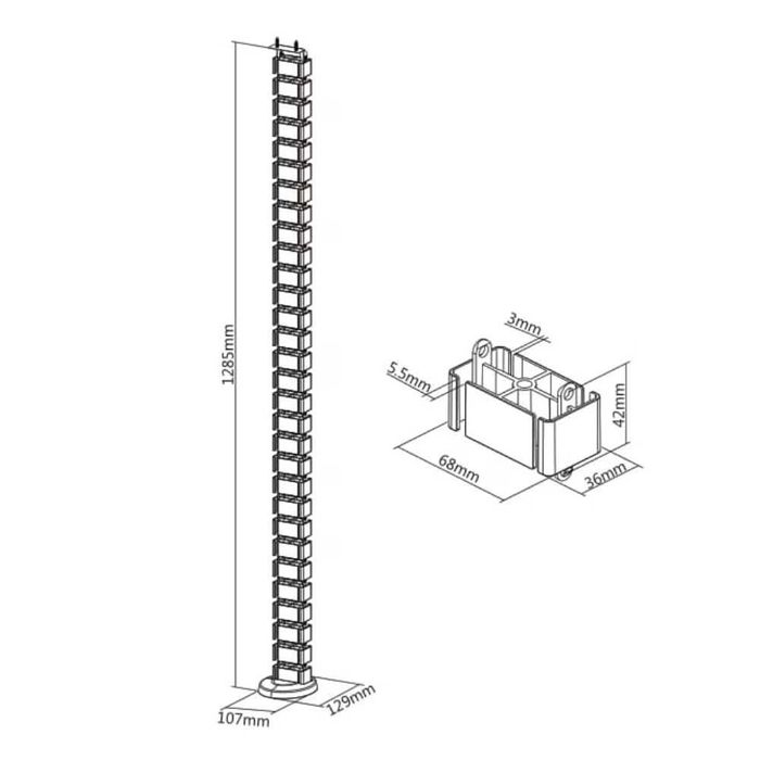 2 нови четворни кабел канали за бюро 130см, Brateck
