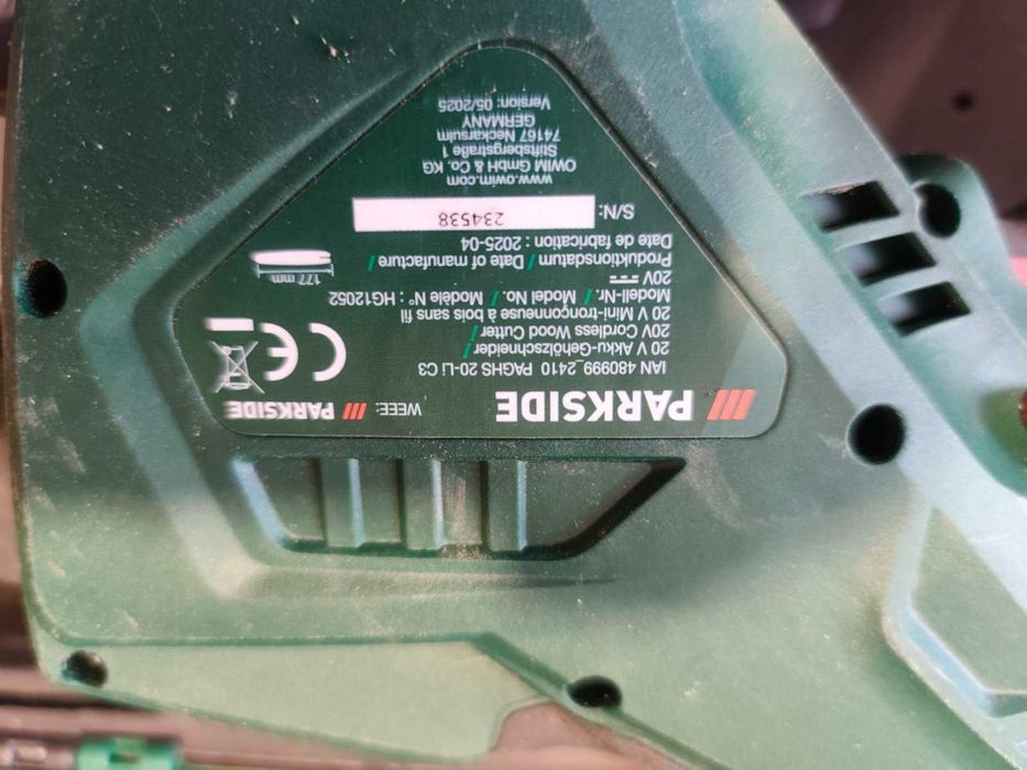 Верижен трион с батерия за клони parkside x20v Paghs 20 Li A1