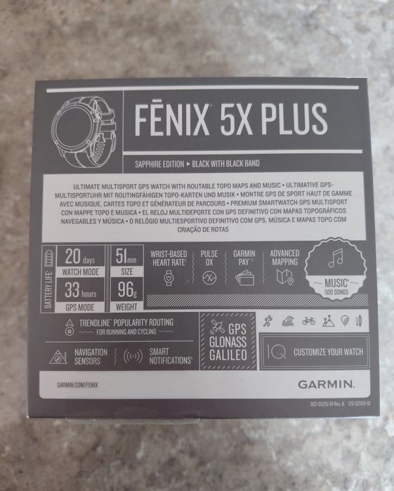 Garmin Fenix 5X Plus Sapphire Edition (Отлично състояние)