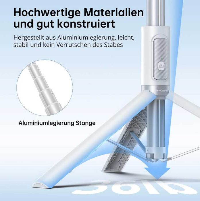 Stick selfie cu unghi reglabil și telecomandă Bluetooth