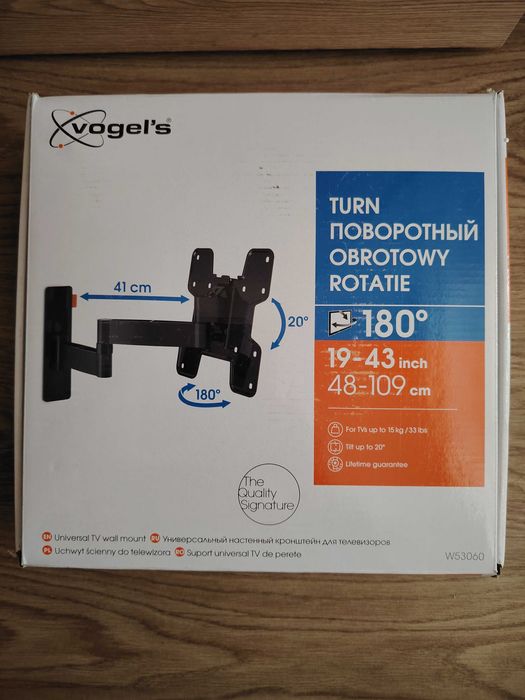 Suport TV de perete Vogel's , reglabil , 19"-43" inch , Negru , NOU