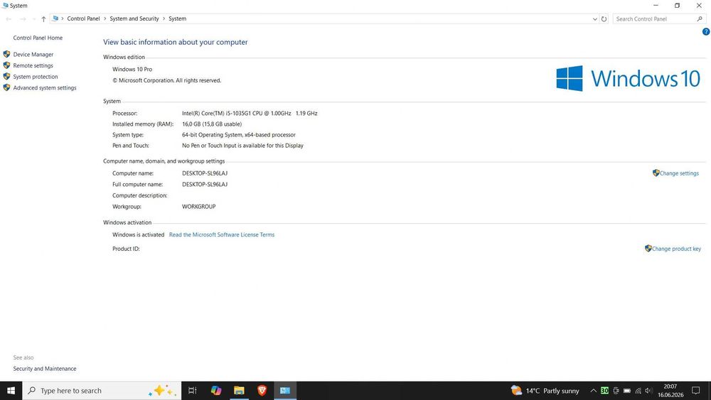 Laptop Dell Inspiron 3593 Procesor Intel I5, SSD Samsung 256, 16 GB ram DDR4