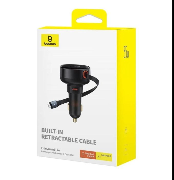 Baseus 55w Авто зарядка с выдвижным кабелем