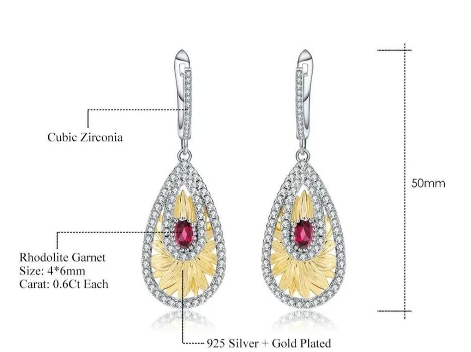 Натуральный гранат серьги