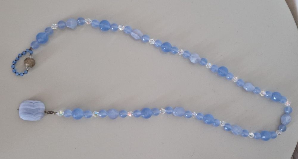 Colier cu pietre Swarovski si acvamarin