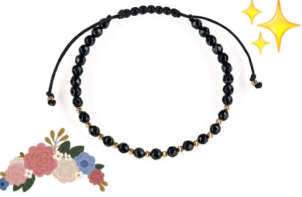 Bratari unisex reglabile aur 14k+ onix fatetat