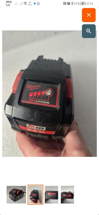 Baterii Milwaukee de 8.0 Ah utilizată funcțională.