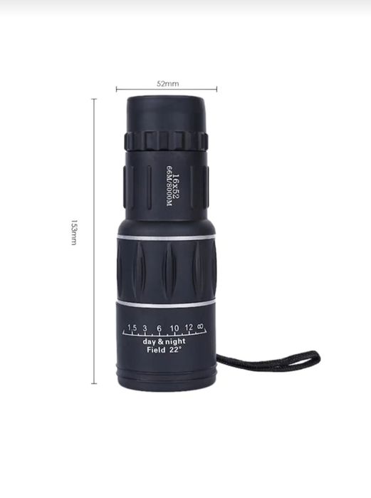 Monoclu 16x52 cu lupă – până la 8000 m, culoare neagră, NOU