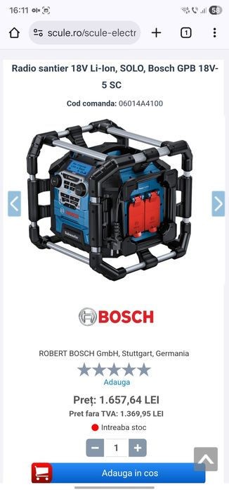 Boxă șantier Bosch 2022 Bluetooth