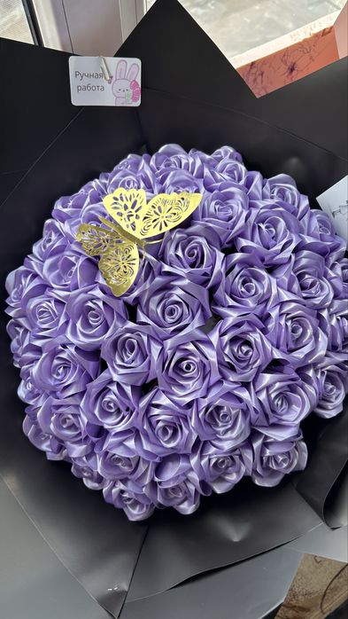 Цветы атласных лена букеты 45 шт