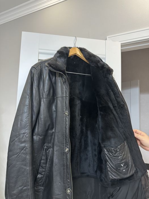 Кожаная куртка воротник норка