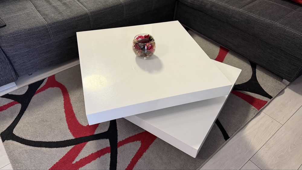 Маса бял лак MDF въртяща/2 нива