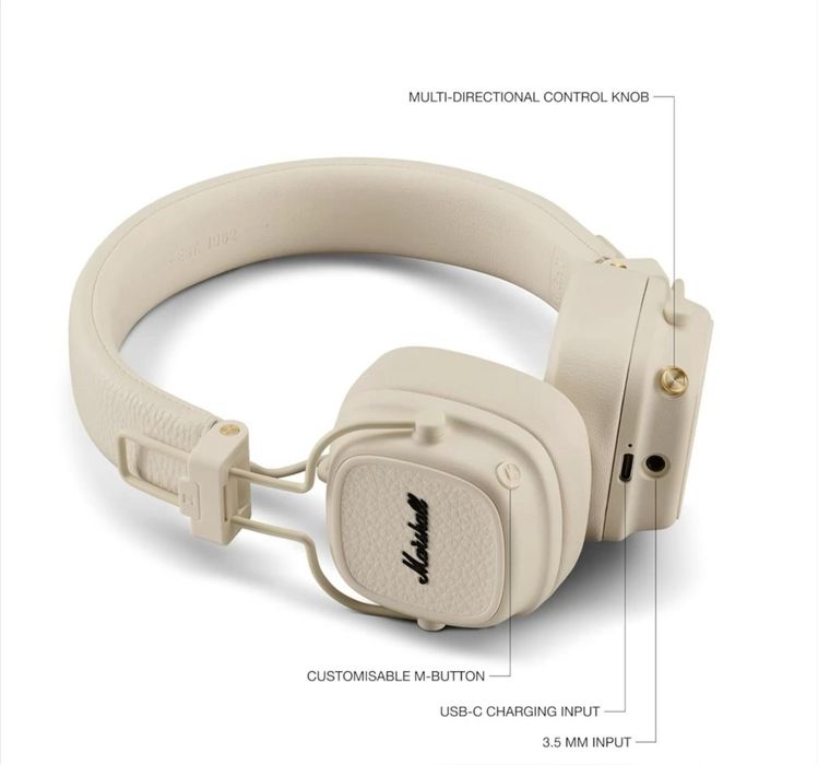 Marshall major V,Маршал 5, бежевый молочный Маршал