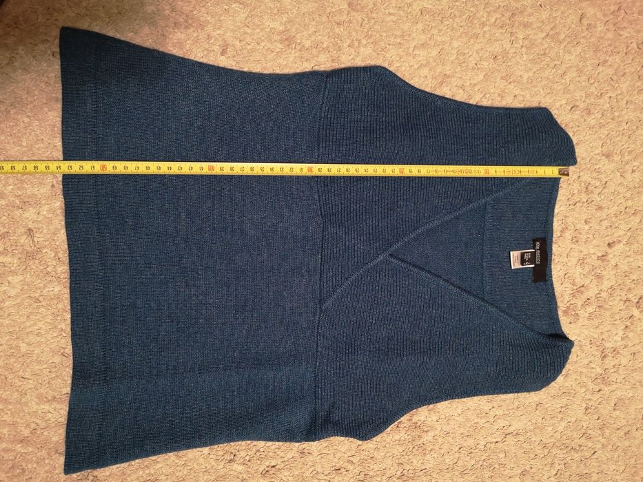 Vesta dama Mango, tricot subțire, lana 30%, turcoaz, mărime L