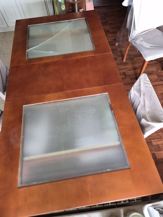 Кухненска маса от масив с 6 стола – разтегаема, стабилна